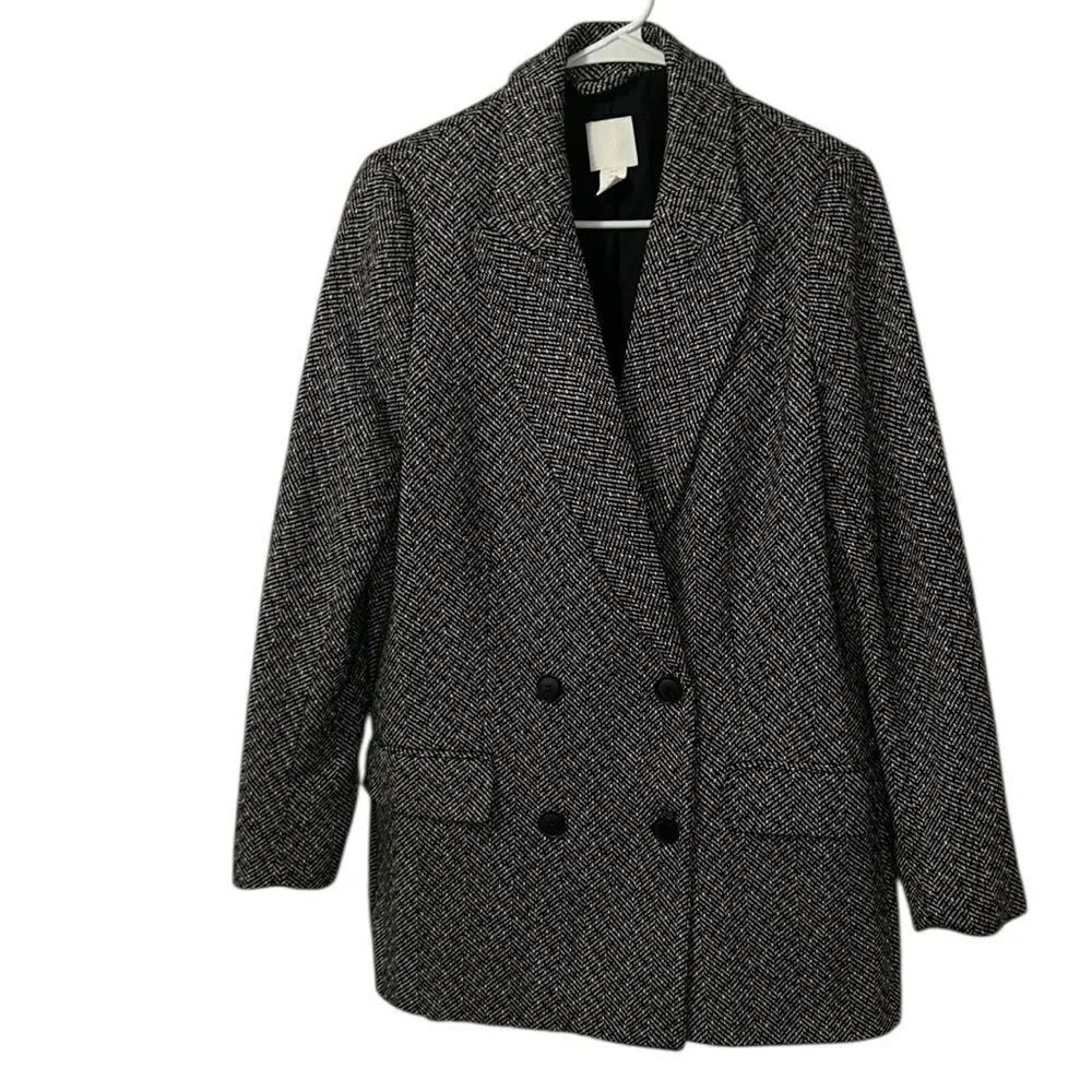 H&M Gray & White Double Breasted Blazer(Size Medium)